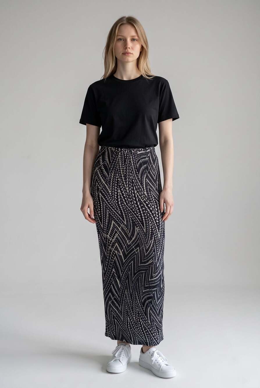 Bobeau Black/White Maxi Skirt XS